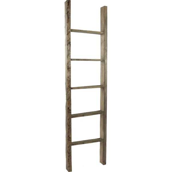 Ekena Millwork 19"W x 72"H x 3 1/2"D Vintage Farmhouse 5 Rung Ladder, Barnwood Decor Collection, Pebble Grey DECR019X072X04LDRPG - main